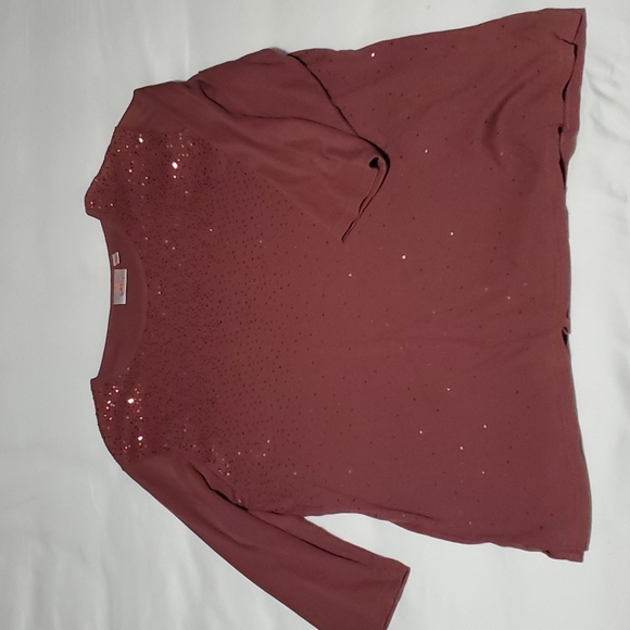 Quacker Factory Tops - EUC 2X blouse Quaker Factory ¾ length rosewood pink